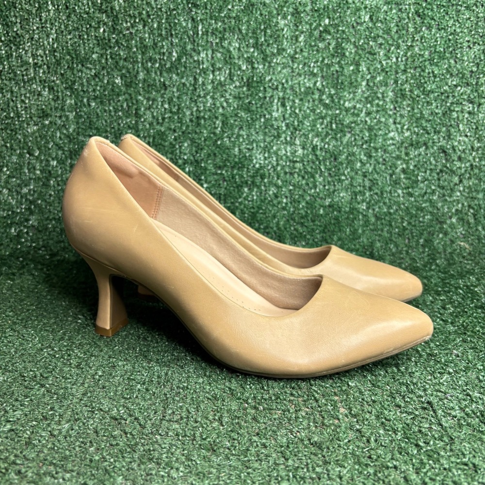 Clarks Ambyr Joy Pointed Toe Comfort‎ Classic Pump Tan Womens Size 9.5 Wide